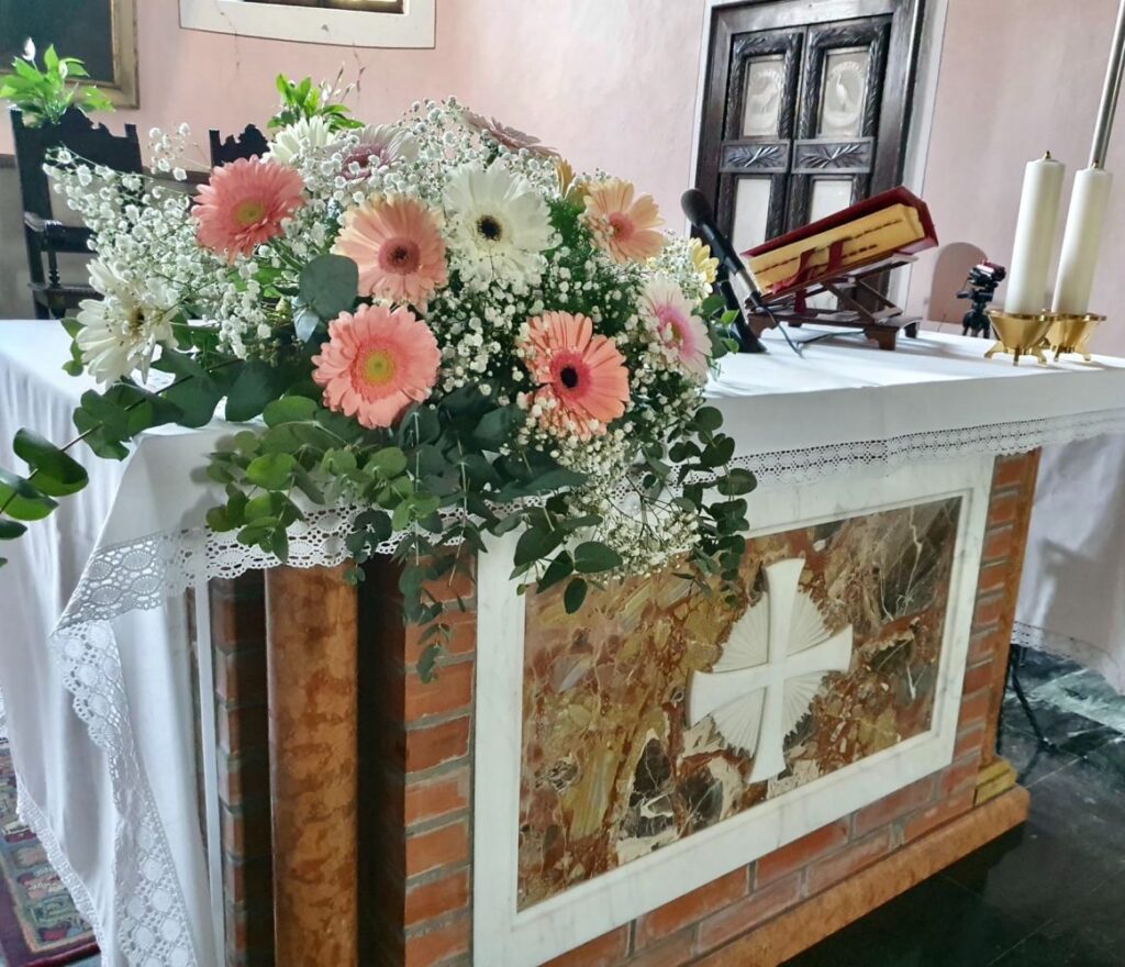 Altare con gerbere